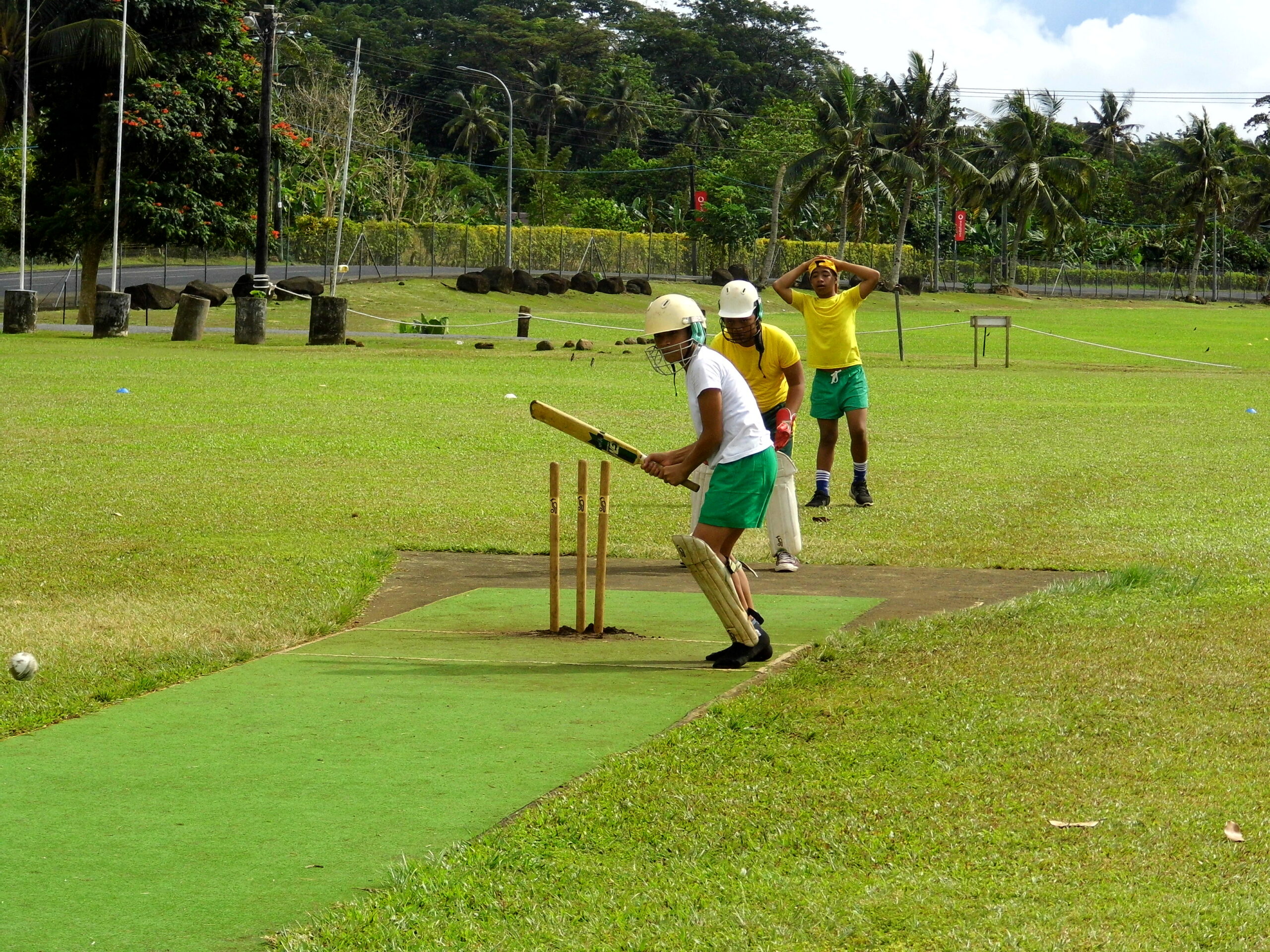 HPIM5061 Samoan Boy in Red T-Shirt Batting